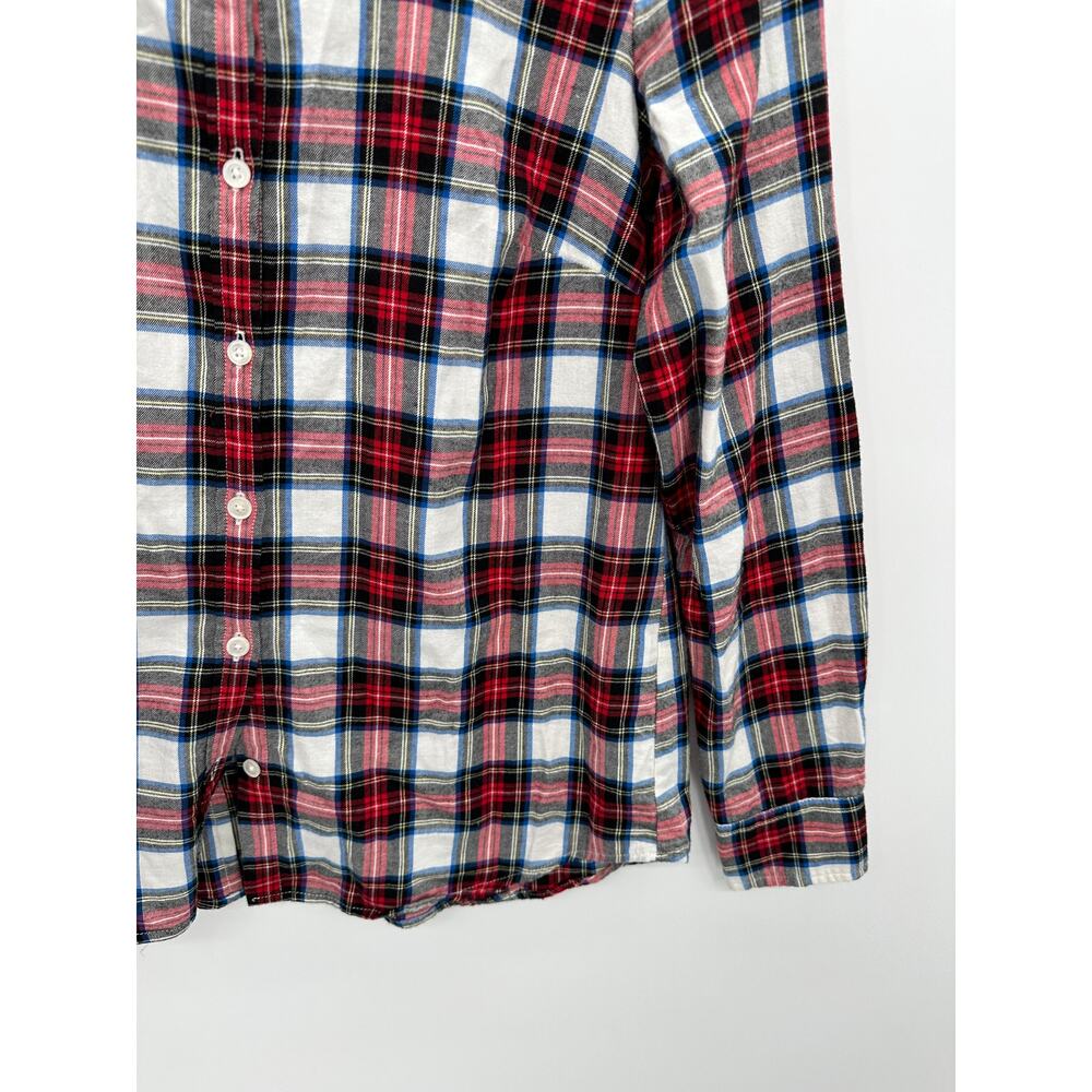 J.Crew‎ Factory Plaid Button Front Shirt Women Sz XS Ruffle Preppy Holiday Party - Picture 3 of 8